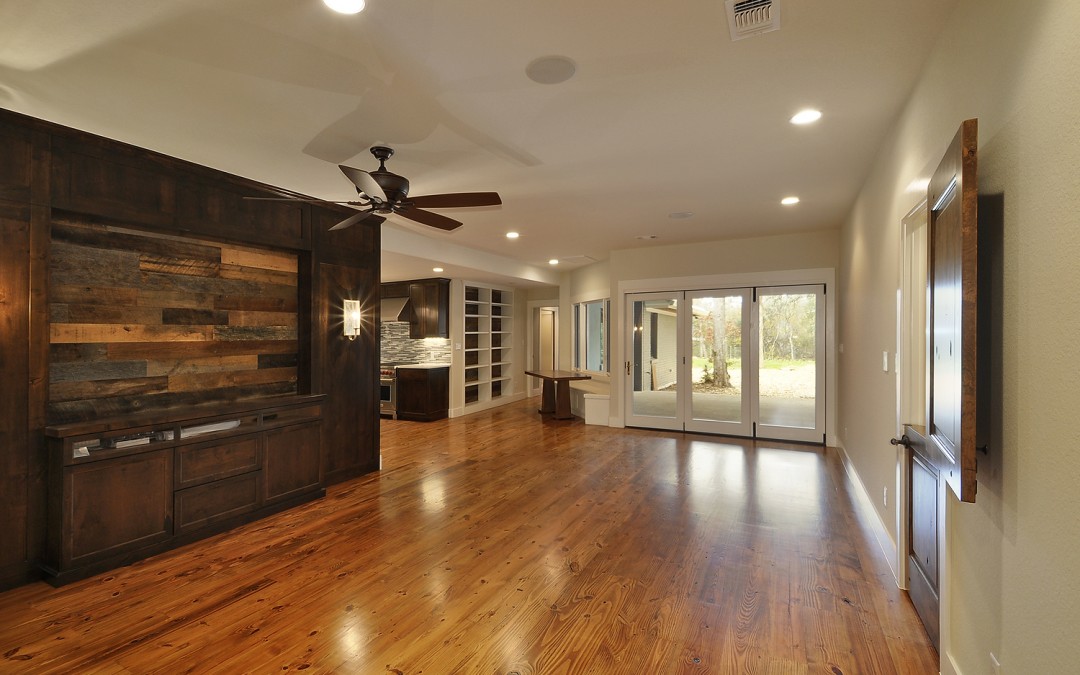 Pine Flooring with Oak Wall Accents