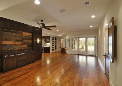 Pine Flooring with Oak Wall Accents