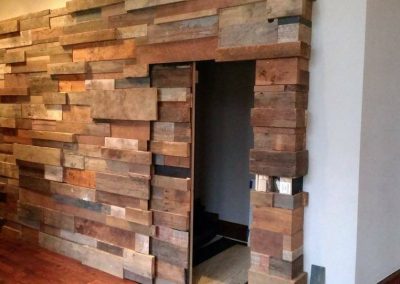 3-D mixed wood wall/ sliding door